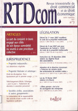 REVUE TRIMESTRIELLE DE DROIT COMMERCIAL ET DE DROIT ECONOMIQUE