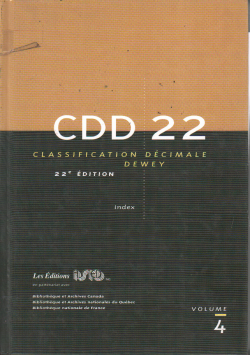 C DD 22 CLASSIFICATION DéCIMALE DEWEY