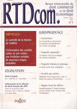 REVUE TRIMESTRIELLE DE DROIT COMMERCIAL ET DE DROIT ECONOMIQUE