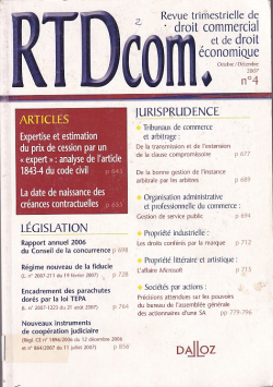 REVUE TRIMESTRIELLE DE DROIT COMMERCIAL ET DE DROIT ECONOMIQUE