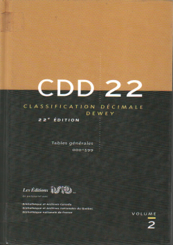 C DD 22 CLASSIFICATION DéCIMALE DEWEY